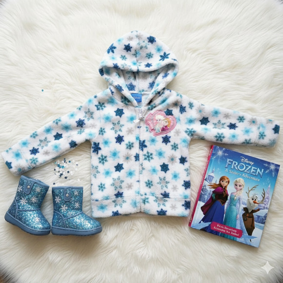 ❄️ Disney Frozen Elsa & Anna Fleece Hoodie Jacket | Toddler Girls Size 2T ❄️ - Picture 2 of 8